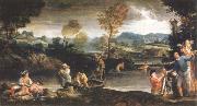 Annibale Carracci landscape with fishing scene USA oil painting artist